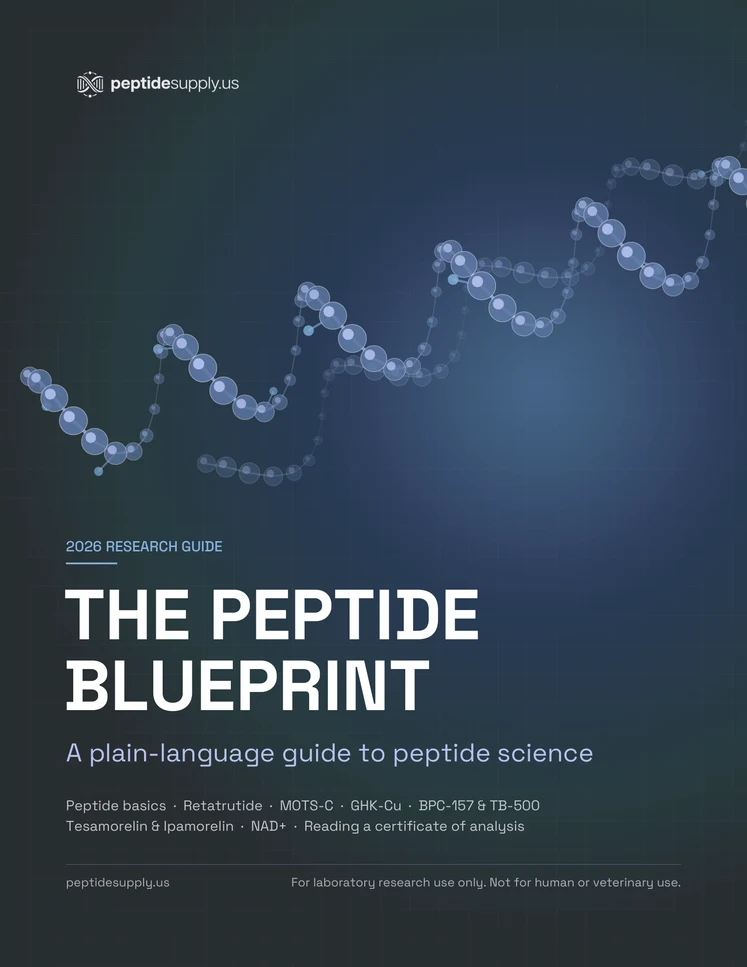 The Peptide Blueprint: a plain-language guide to peptide science (2026 research guide cover)